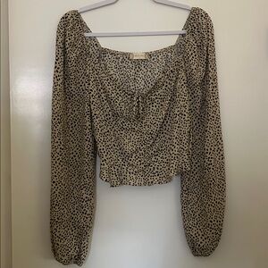 Altar'd State Black and Tan Polka Dot Blouse